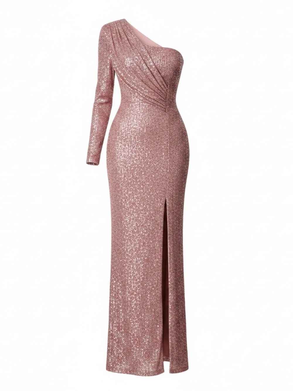 Elegant One-Shoulder Sequin Dress in Pink Size XL NWOT